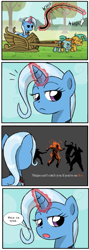 Size: 597x1670 | Tagged: safe, derpibooru import, snails, snips, trixie, dr. mcninja, exploitable meme, fire, meme, ninjas, unimpressed trixie meme