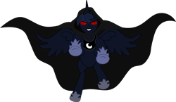 Size: 7300x4230 | Tagged: safe, artist:sir-teutonic-knight, princess luna, alicorn, pony, absurd resolution, cape, clothes, glowing eyes, nightmare luna, red eyes, simple background, solo, transparent background, vector