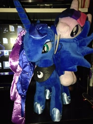 Size: 2448x3264 | Tagged: safe, artist:iflysna94, princess luna, twilight sparkle, irl, photo, plushie, ponies riding ponies