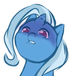 Size: 667x736 | Tagged: safe, artist:aisuroma, derpibooru import, trixie, pony, unicorn, female, lip bite, mare, reaction image, solo