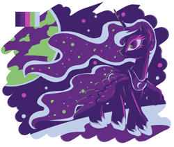 Size: 1280x1084 | Tagged: safe, artist:inlucidreverie, princess luna, alicorn, pony, female, limited palette, mare, moon, solo, stars