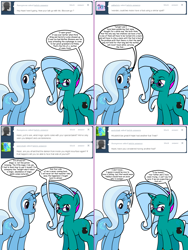 Size: 1204x1604 | Tagged: safe, artist:dekomaru, derpibooru import, trixie, oc, oc:hazel lulamoon, pony, unicorn, ask, female, mare, tumblr, tumblr:ask twixie