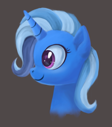 Size: 963x1088 | Tagged: safe, artist:sycreon, derpibooru import, trixie, pony, unicorn, bust, female, gray background, mare, portrait, simple background, sketch, smiling, solo