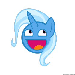 Size: 3500x3500 | Tagged: safe, artist:navitaserussirus, derpibooru import, trixie, pony, unicorn, awesome face, female, mare, reaction image, simple background, smiling, solo, transparent background, vector