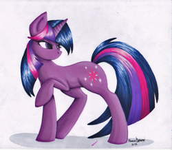 Size: 728x636 | Tagged: safe, artist:xmetalkitty, derpibooru import, twilight sparkle, pony, unicorn, female, mare, purple coat, solo