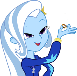 Size: 1450x1432 | Tagged: safe, artist:kressio, derpibooru import, edit, trixie, equestria girls, equestria girls (movie), exploitable meme, look what trixie found, lord of the rings, simple background, solo, the one ring, transparent background, vector