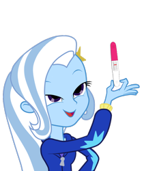 Size: 750x900 | Tagged: safe, artist:kressio, derpibooru import, edit, trixie, equestria girls, equestria girls (movie), exploitable meme, look what trixie found, pregnancy test, simple background, solo, transparent background