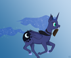 Size: 1280x1051 | Tagged: safe, artist:misterjuly, princess luna, alicorn, pony, female, horn, mare, schoolgirl toast, solo