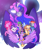 Size: 1000x1200 | Tagged: safe, artist:kkitsu, applejack, pinkie pie, princess luna, rainbow dash, rarity, spike, twilight sparkle, twilight sparkle (alicorn), alicorn, dragon, earth pony, pegasus, pony, unicorn, eyes closed, female, frown, glowing eyes, mare, smiling, spread wings