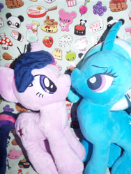 Size: 3456x4608 | Tagged: safe, artist:krazykari, derpibooru import, trixie, twilight sparkle, pony, unicorn, female, irl, lesbian, mare, photo, plushie, shipping, twixie