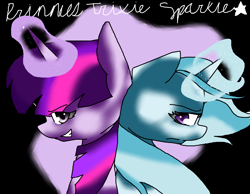 Size: 9000x7000 | Tagged: safe, artist:hyshyy, derpibooru import, trixie, twilight sparkle, pony, unicorn, absurd resolution, female, mare