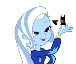 Size: 522x441 | Tagged: safe, derpibooru import, trixie, equestria girls, batman, batman eats a hotdog, exploitable meme, hot dog, look what trixie found, meme