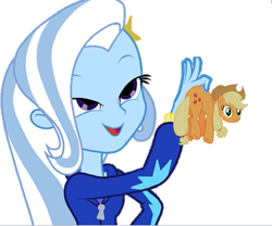 Size: 625x520 | Tagged: safe, derpibooru import, applejack, trixie, equestria girls, appletini, exploitable meme, implied vore, look what trixie found, meme