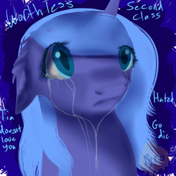 Size: 3500x3500 | Tagged: safe, artist:burningmyelectronics, princess luna, alicorn, pony, crying, s1 luna, solo