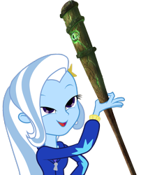 Size: 833x1031 | Tagged: safe, derpibooru import, trixie, equestria girls, baseball bat, excalibat, look what trixie found, meme, rise of the triad, solo