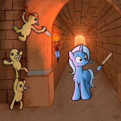 Size: 2048x2048 | Tagged: safe, artist:ai-battle-programer, derpibooru import, trixie, diggle, dungeons of dredmor, kallisti, knife, sword