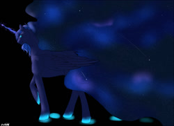 Size: 800x581 | Tagged: safe, artist:backlash91, princess luna, alicorn, pony, female, horn, mare, simple background, solo