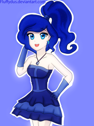 Size: 1536x2048 | Tagged: safe, artist:fluffydus, princess luna, human, clothes, dress, humanized, solo