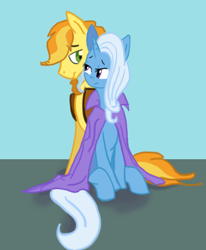 Size: 500x606 | Tagged: safe, artist:allonsyraerae, artist:ask-obsessive-rarity, derpibooru import, braeburn, trixie, braxie, female, male, shipping, straight, trixburn