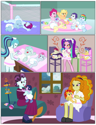 Size: 2448x3182 | Tagged: dead source, safe, artist:gamerpen, derpibooru import, adagio dazzle, applejack, aria blaze, bon bon, dj pon-3, fluttershy, lyra heartstrings, mystery mint, pinkie pie, pixel pizazz, principal abacus cinch, rainbow dash, rarity, roseluck, sonata dusk, sunset shimmer, sweetie drops, trixie, twilight sparkle, vinyl scratch, violet blurr, comic:mlp fim eg youth carnival, equestria girls, age regression, babies, babity, baby, baby dash, baby pie, baby powder, baby trixie, babyjack, babylight sparkle, babyset shimmer, babyshy, comic, diaper, diaper change, mane six, pram, the dazzlings, younger, younger cinch