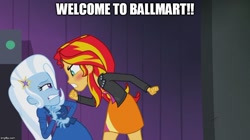 Size: 888x499 | Tagged: safe, derpibooru import, sunset shimmer, trixie, equestria girls, meme, squidbillies