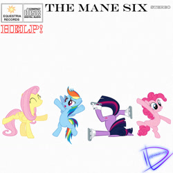 Size: 1280x1280 | Tagged: safe, artist:gifsthebrony, derpibooru import, fluttershy, pinkie pie, rainbow dash, twilight sparkle, earth pony, pegasus, pony, album cover, faceplant, help, parody, the beatles