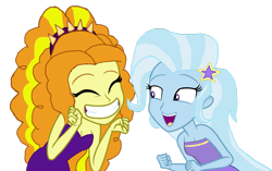 Size: 1129x707 | Tagged: safe, artist:ktd1993, derpibooru import, adagio dazzle, trixie, equestria girls, eyes closed, female, lesbian, shipping, triagio