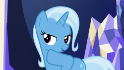 Size: 1280x720 | Tagged: safe, derpibooru import, screencap, trixie, pony, all bottled up, solo