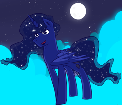 Size: 1057x911 | Tagged: safe, artist:ponykai, princess luna, alicorn, pony, night, solo, stars