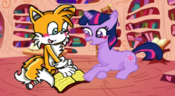 Size: 900x493 | Tagged: dead source, safe, artist:shanuchinchillaxx, derpibooru import, twilight sparkle, crossover, crossover shipping, female, interspecies, love, male, miles "tails" prower, shipping, sonic the hedgehog (series), straight, twitails