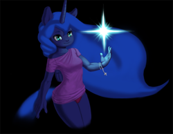 Size: 1200x933 | Tagged: safe, artist:dclzexon, princess luna, anthro, magic, solo