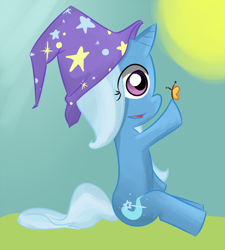 Size: 500x555 | Tagged: safe, artist:invader-sickness, derpibooru import, trixie, butterfly, pony, unicorn, female, mare, solo