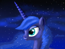 Size: 1000x750 | Tagged: safe, artist:anna-krylova, princess luna, alicorn, pony, night, portrait, solo