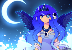 Size: 1000x700 | Tagged: safe, artist:kkitsu, princess luna, human, humanized, moon, solo