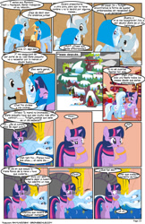 Size: 792x1224 | Tagged: safe, artist:dekomaru, artist:raimundo1941, derpibooru import, applejack, rainbow dash, trixie, twilight sparkle, oc, oc:iniduoh, earth pony, pegasus, pony, comic, female, golden oaks library, lesbian, shipping, spanish, twixie