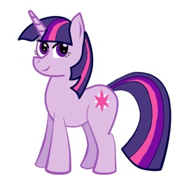 Size: 600x600 | Tagged: safe, artist:aoshistark, derpibooru import, twilight sparkle, unicorn twilight, pony, unicorn, female, mare, simple background, smiling, solo, white background