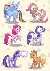 Size: 595x842 | Tagged: safe, artist:kasumicr, derpibooru import, applejack, fluttershy, pinkie pie, rainbow dash, rarity, twilight sparkle, earth pony, pegasus, pony, unicorn, mane six