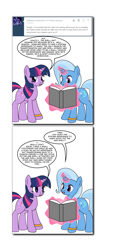 Size: 840x1856 | Tagged: safe, artist:dekomaru, derpibooru import, trixie, twilight sparkle, pony, ask, female, lesbian, shipping, tumblr, tumblr:ask twixie, twixie