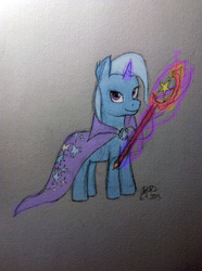 Size: 1701x2287 | Tagged: safe, artist:chriscstick, derpibooru import, trixie, pony, unicorn, female, mare, solo, staff