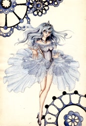 Size: 701x1024 | Tagged: safe, artist:shelenka, princess luna, human, horned humanization, humanized, solo, traditional art