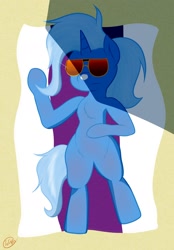 Size: 1280x1834 | Tagged: safe, artist:ookamithewolf1, derpibooru import, trixie, pony, unicorn, beach, female, mare, solo, sunglasses