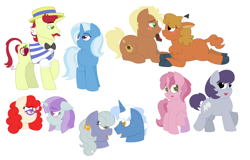 Size: 900x575 | Tagged: safe, artist:strawberry-spritz, derpibooru import, bolt (character), flam, limestone pie, little strongheart, liza doolots, meadow song, petunia, pokey pierce, ruby pinch, tootsie flute, trixie, twist, blushing, crack shipping, female, flaxie, gracepinch, lesbian, limepierce, male, meadowheart, ms paint, shipping, straight, twistunia