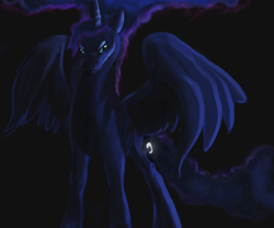 Size: 1200x1000 | Tagged: safe, artist:mylittlegodzilla, princess luna, alicorn, pony, female, horn, mare, solo, spread wings