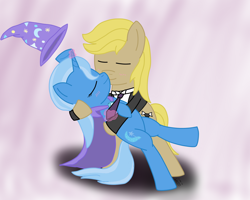 Size: 1280x1024 | Tagged: safe, artist:askspikeywikeyontumbler, derpibooru import, trixie, oc, canon x oc, dancing, female, imminent kissing, male, shipping, straight