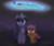 Size: 2150x1800 | Tagged: safe, artist:dawnmistpony, derpibooru import, misty fly, scootaloo, soarin', spitfire, twilight sparkle, cute, cutealoo, flying, goggles, illusion, magic, night, scootalove, wonderbolts, wonderbolts uniform