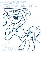 Size: 1280x1760 | Tagged: safe, artist:satohai, derpibooru import, trixie, pony, unicorn, female, mare, monochrome, solo