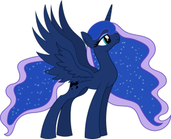 Size: 1000x812 | Tagged: safe, artist:mypaintedmelody, princess luna, alicorn, pony, female, horn, mare, missing accessory, solo