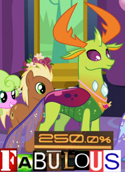 Size: 690x950 | Tagged: safe, derpibooru import, edit, edited screencap, editor:watermelon changeling, screencap, daisy, flower wishes, meadow song, thorax, trixie, changedling, changeling, celestial advice, 200% mad, caption, cropped, equestrian pink heart of courage, expand dong, exploitable meme, fabulous, image macro, king thorax, king thorax the fabulous, male, meme, smiling