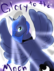 Size: 1420x1880 | Tagged: safe, artist:teminus1, princess luna, alicorn, pony, glory to the moon, princess, solo