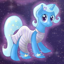 Size: 1024x1021 | Tagged: safe, artist:rastaquouere69, derpibooru import, trixie, pony, unicorn, alternate hairstyle, clothes, dress, female, heart eyes, mare, solo